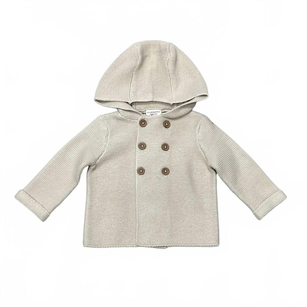 NEW VIVERANO ORGANICS kid's hooded double button coat jacket in stone